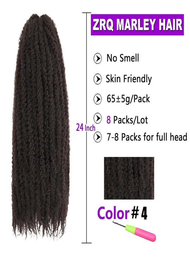 ZRQ 8 Packs Marley Hair Crochet Braids,24 Inch Afro Kinky Marley Braiding Hair, Synthetic Curly Twist Marley Hair, Long Springy Afro Twist Hair Extensions (4#,8 Packs) - Image 2